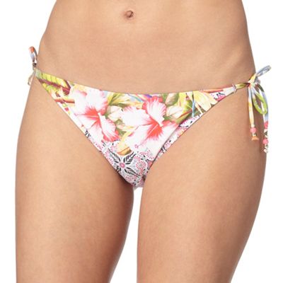 Multi-coloured tropical floral print bikini bottoms
